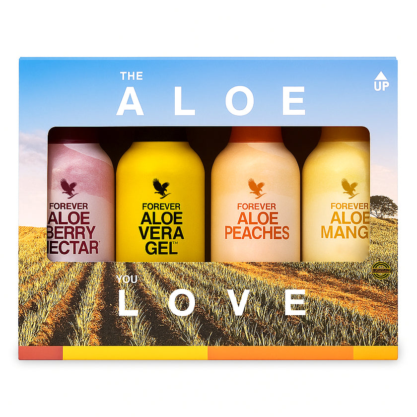 4-Pack Forever aus Aloe Vera Gel | Berry | Mango | Peaches